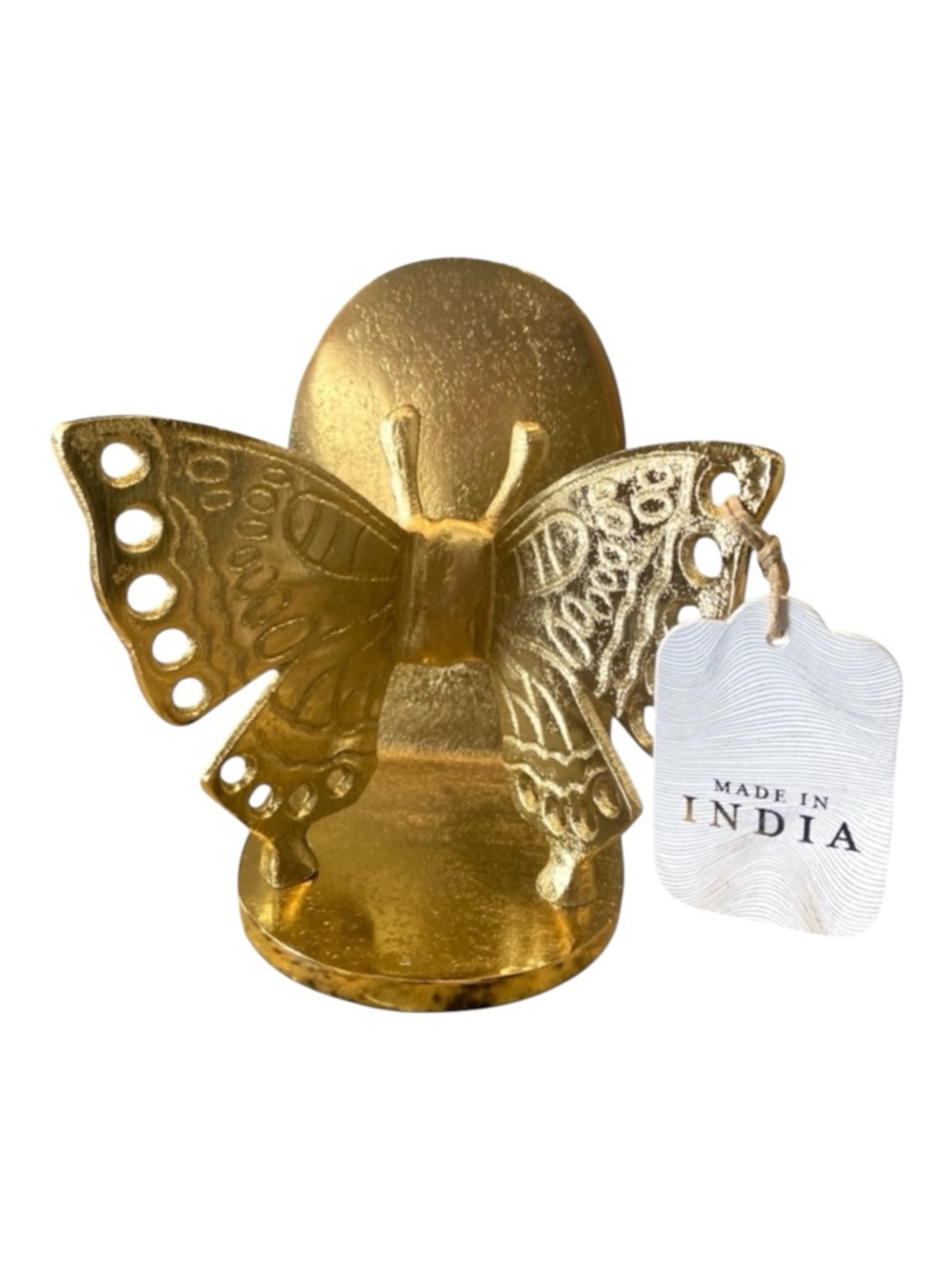 Gold Metal Butterfly Bookend Decorative Accent Heavy Boho Made In India NWT